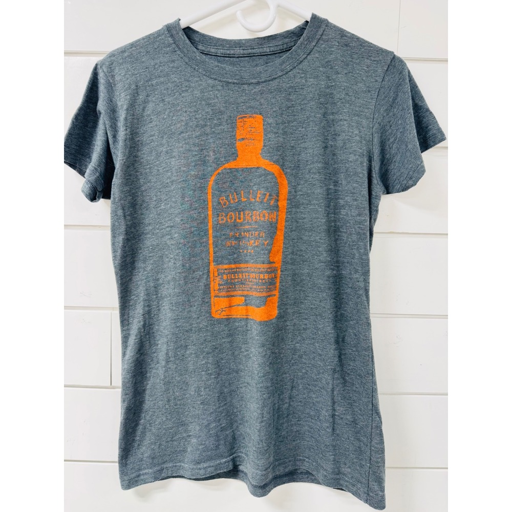 Bulleit Bourbon Frontier Whiskey Graphic T-Shirt Gray Orange Women Large L